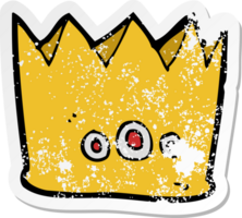 retro distressed sticker of a cartoon crown png