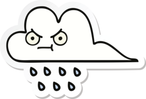 adesivo de uma nuvem de chuva de desenho animado bonito png