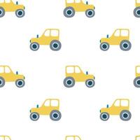 Yellow tractor seamless pattern vector