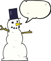 hand drawn comic book speech bubble cartoon snowman png