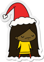 hand drawn christmas sticker cartoon of kawaii girl png