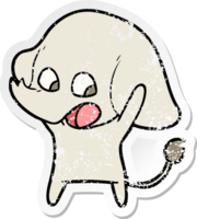 distressed sticker of a cute cartoon elephant png