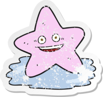 retro distressed sticker of a cartoon starfish png