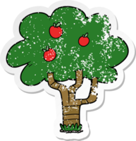 distressed sticker of a cartoon apple tree png