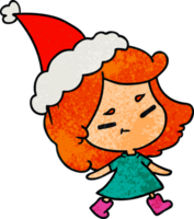 mano disegnato Natale strutturato cartone animato di kawaii ragazza png