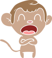 shouting flat color style cartoon monkey png