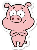 sticker of a happy cartoon pig png