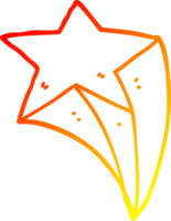 warm gradient line drawing of a cartoon shooting star png