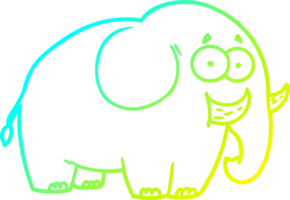 frío degradado línea dibujo de un dibujos animados elefante png