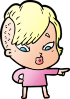 cartoon surprised girl pointing png