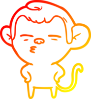 warm gradient line drawing of a cartoon suspicious monkey png