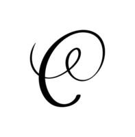 Hand drawn calligraphy letter C. Script font logo. Handwritten brush style flourish vector