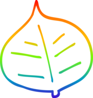 rainbow gradient line drawing of a cartoon leaf png