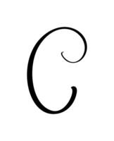 calligraphy hand drawn letter C logo. Script font. Handwritten brush style vector