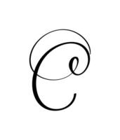 Hand drawn calligraphy letter C. Script font logo. Handwritten brush style flourish vector