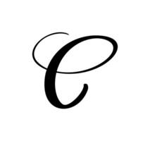 calligraphy hand drawn letter C logo. Script font. Handwritten brush style vector