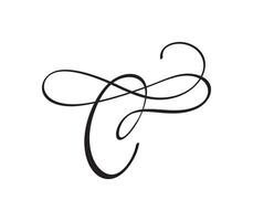 calligraphy hand drawn letter C. Script font logo icon. Handwritten brush style vector
