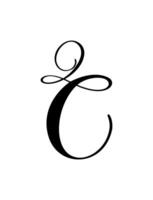 calligraphy hand drawn letter C logo. Script font. Handwritten brush style vector