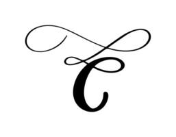 calligraphy hand drawn letter C logo. Script font. Handwritten brush style vector