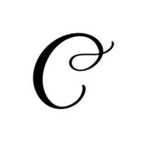 Hand drawn calligraphy letter C. Script font logo. Handwritten brush style flourish vector