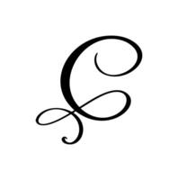 Hand drawn calligraphy letter C. Script font logo. Handwritten brush style flourish vector