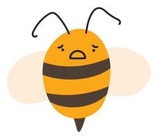 Fly dissappointed Bee Emoji Icon. Cute kid character. Object summer Symbol flat Honey Art. Cartoon element for web or typographic design, poster vector