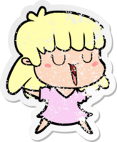 distressed sticker of a cartoon woman png