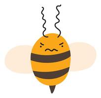 Fly nervous Bee Emoji Icon. Cute kid character. Object summer Symbol flat Honey Art. Cartoon element for web or typographic design, poster vector