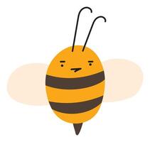 mosca aburrido abeja emoji icono. linda niño personaje. objeto verano símbolo plano miel Arte. dibujos animados elemento para web o tipográfico diseño, póster vector