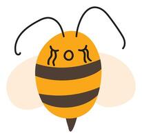 Fly frustrated Bee Emoji Icon. Cute kid character. Object summer Symbol flat Honey Art. Cartoon element for web or typographic design, poster vector