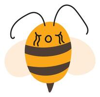 Fly frustrated Bee Emoji Icon. Cute kid character. Object summer Symbol flat Honey Art. Cartoon element for web or typographic design, poster vector