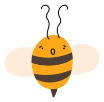 mosca preocupado abeja emoji icono. linda niño personaje. objeto verano símbolo plano miel Arte. dibujos animados elemento para web o tipográfico diseño, póster vector