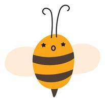 Fly worried Bee Emoji Icon. Cute kid character. Object summer Symbol flat Honey Art. Cartoon element for web or typographic design, poster vector