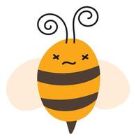 mosca cansado abeja emoji icono. linda niño personaje. objeto verano símbolo plano miel Arte. dibujos animados elemento para web o tipográfico diseño, póster vector