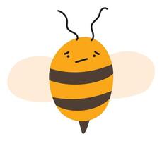 mosca abeja avergonzado emoji icono. linda niño personaje. objeto verano símbolo plano miel Arte. dibujos animados elemento para web o tipográfico diseño, póster vector