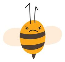 mosca celoso abeja emoji icono. linda niño personaje. objeto verano símbolo plano miel Arte. dibujos animados elemento para web o tipográfico diseño, póster vector