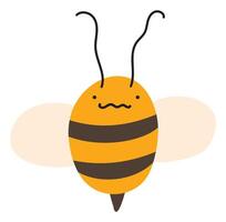 mosca tonto abeja emoji icono. linda niño personaje. objeto verano símbolo plano miel Arte. dibujos animados elemento para web o tipográfico diseño, póster vector