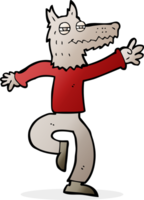 cartoon happy wolf man png