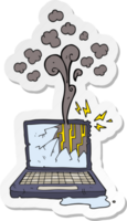 sticker of a cartoon broken computer png