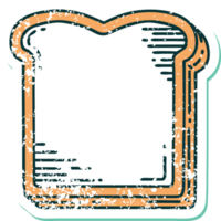 iconisch verontrust sticker tatoeëren stijl beeld van een plak van brood png