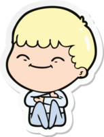 sticker of a cartoon smiling boy png