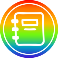 Nota livro circular ícone com arco Iris gradiente terminar png