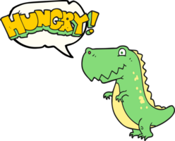 hand drawn speech bubble cartoon hungry dinosaur png