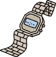 dessin animé d'une vieille montre numérique comptant les secondes de la vie png