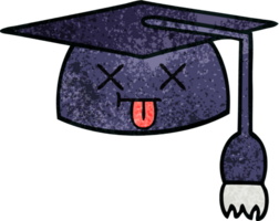 retro grunge texture cartoon of a graduation hat png