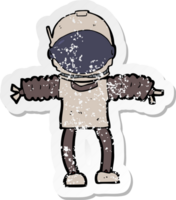 retro distressed sticker of a cartoon astronaut png