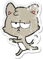 beunruhigter Aufkleber einer gelangweilten Cartoonkatze png