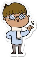 sticker of a cartoon boy wearing spectacles png