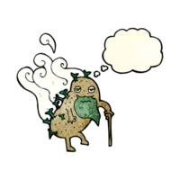 cartoon old potato with thought bubble png