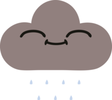 flat color retro cartoon of a storm rain cloud png